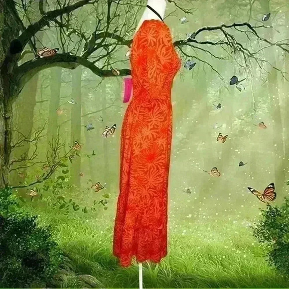 NWT Betsey Johnson Orange Boho Maxi Dress - Picture 8 of 10